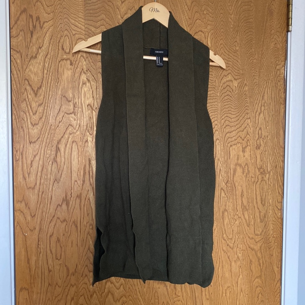 Forest Green Forever 21 Women’s Long Vest